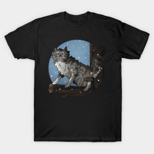 Grey Norwegian Forest Cat Climbing a Tree T-Shirt